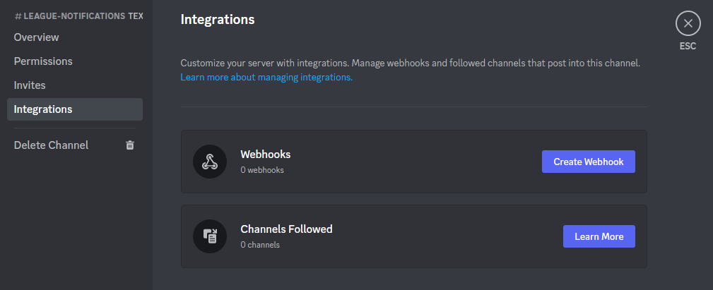 Discord Channel Options