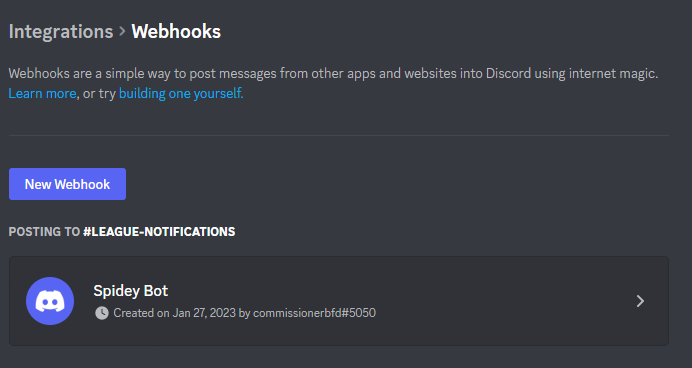Discord Channel Webhooks